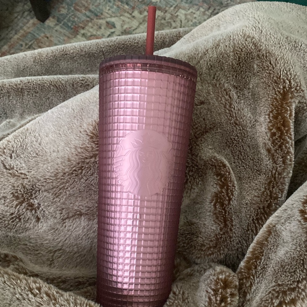 Starbucks pink soft touch grid tumbler 2023